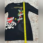 Ed Hardy  LKS Skull Long Sleeve T-shirt mini Dress size large black Y2K retro Photo 10