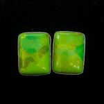 JAY KING DTR Green Turquoise Cabochon Sterling Silver Rectangular Earrings 925 Photo 1