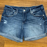 Silver Jeans Boyfriend Denim Shorts Womens 30 Blue Distressed Cuffed Dark Wash Photo 0