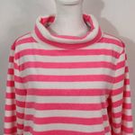 Telluride Pink and White Stripe Fleece Pullover Size Medium Comfy Pink Fleece Photo 1