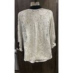 Ivory Ella Maurices Ivory Lace Overlay Button Front Career Blouse w/Black‎ Collar Size   M Photo 1