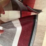 ZARA  | Striped Scuba Top Taupe Ivory Burgundy Short Sleeve Small Photo 1