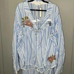 NWT Soncy Pajama Set Blue & White Striped Long Sleeve & Short Set Size 5 / 28 Photo 1