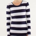 Lululemon  10 Every Yogi Reversible Long Sleeve Stripe Blue and White Shirt Photo 1