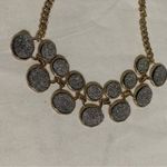 Apt. 9  Gold Tone Statement Necklace Two Rows of Druzy Shimmering Disc Photo 8