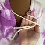 Aviator Nation  hand dyed white and purple tie dye raw neck hoodie size XS Photo 6