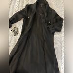 White House | Black Market WHBM Black & Gold Long Sleeve Button-Up Chain Belted Pocketed Midi Utility Dress Photo 15