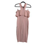 Nookie  Hermosa Midi Dress Blush Pink Ruffle Cross Bodycon S New Photo 4