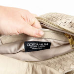 Giorgia Milani Leather Woven Shoulder Crossbody Bag Purse Beige Tan Photo 1