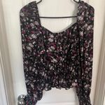 Ultra Flirt  Black and Pink Floral Blouse Photo 1