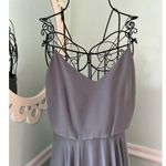 Jenny Yoo  Collection Womens Gray Flowy Strappy Chiffon Gown Size 2 Prom Photo 1