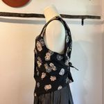 Karen Scott  Vintage Black Floral Print Pearl Button Front Vest Top Size Small Photo 4