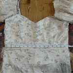 NWT Glorious Poise Ivory Sequin Pearl Puff Sleeve Midi Dress White Size L Photo 6