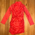 SheIn  Red Satin High Neck Long-Sleeved Dress Photo 1