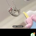 Hello Kitty Interlocking Rhinestone Silver Necklace Photo 1