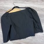 Vince NWT ‎ DRAPED 3/4 SLEEVE SQUARE NECK POPLIN TOP BLOUSE BLACK Photo 6