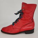 Justin Boots Vintage Justin Red Leather Lace-Up Boots Women’s 7.5B Photo 6