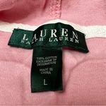 Ralph Lauren Lauren Womens Sz L Pink Hooded Drawstring Zip Up Jacket White Trim Photo 2