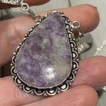 Handmade Lepidolite Amethyst Sterling Silver Necklace Photo 3