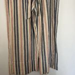 Knox Rose  Women's Striped Pant Linen Rayon Medium Waist Tie Front Beige Blue Red Photo 2
