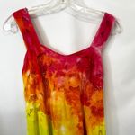 Tie Dye Medium Maxi Dress Handmade Rainbow Eyelet Hem Sleeveless Vacation 1760 Pink Photo 3