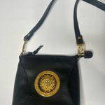 Vintage 90s 1990s retro Black Crossbody with Sun Medallion faux black leather Photo 9