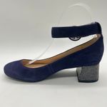 Nine West Heels Womens 6 Purple Suede Leather Glitter Block Heel Photo 2