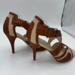 Calvin Klein Zahara Linen Leather Strappy Heel Sandals Women Size 6.5M Brown Photo 5