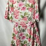 Show Me Your Mumu SHOE ME YOUR MUMU WOMENS ONE SIZE WHITE PINK FLORAL BELTED ROBE CLEAN CONDITION Photo 10