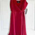 Lulus  Red Mini Wrap Dress with Ruffle Hem Photo 0