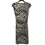 Ruby Y2K  Black & Cream Floral Abstract Cap Sleeve Sheath Dress Photo 1