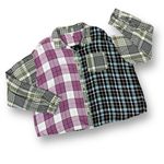 Cato  Patchwork Multi Plaid Button Up Shirt XL Rayon Long Sleeve Photo 10