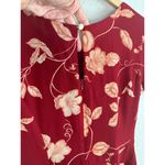 J. Peterman Company Silk Floral Dark Red Midi Dress Cottage Garden Shower Brunch Size 2 Photo 2