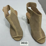 Womans City Classified Size 9 Beige Peep Toe Sling Back Vented Heel Ankle Shoes Tan Photo 0