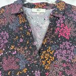 MKT Studio Ronnie Leafy Print Button Front Midi Shirt Dress FR Size 38 US Size 6 Black Photo 4