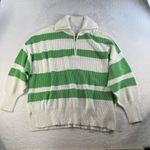Aerie L Large Oversized Beyond Quarter Zip Sweater Knit Polo Green Stripe Womens Photo 3
