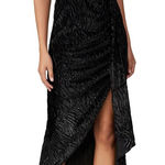 Saylor Black Farrah Velvet Animal Shimmer Sequins V-Neck Wrap Midi Dress MEDIUM Photo 0