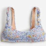 J.Crew  Bikini Swim Top Scrunchie Knotted Scoopneck Blue Floral XXS (0) NWT Photo 3