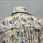 Fate Tan Blue Flower Print Oversized Boho Long Sleeve Button Down Shirt Photo 7
