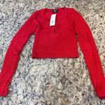 BDG  Red Long Sleeve Crop Top Photo 0
