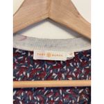 Tory Burch Women Small Cardigan Sweater 100% Wool Patterned Blue Burgundy V-neck Photo 1