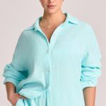 Vitamin A  Women's Long Sleeve Gauze Cover Up Shirt - Aqua L Photo 3