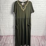 White Stag Vintage Deadstock  dark green embroidered maxi dress size XL Photo 1