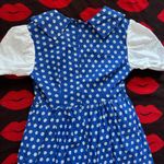 Handmade 60s 70s style apron milkmaid blue white daisy dress S Photo 6