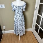 SheIn On / Off Shoulder Corset Top Blue & White Floral Maxi Dress - size Small Photo 5
