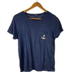 J.Crew Navy Blue Collector Linen Anchor Pocket Tee Shirt Photo 3