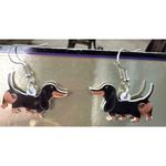 Dachshund Earrings New Dangle Hooks Double Sided Black Tan Weenie Dog Ge… Photo 7