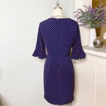 The Limited  Polka Dot Flutter Sleeve Sheath Dress Navy Blue XS 2 Photo 4