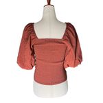 Gap Chocolate Sweetheart Neckline smocked Puffy Sleeve Fitted Blouse Photo 5