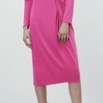 ZARA NWOT BLOGGERS FAV PINK KNOT FRONT DETAIL MIDI DRESS STRETCH MEDIUM Photo 2
